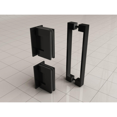 Wiesbaden Less scharnierset en greep voor profielloze nisdeur mat zwart