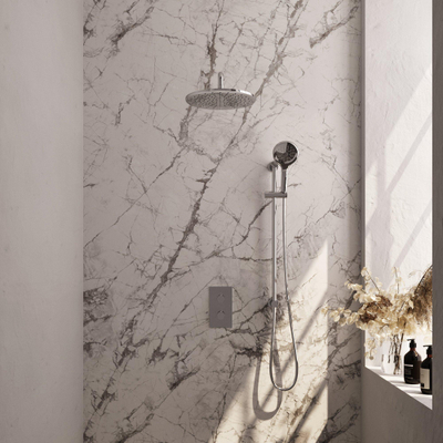 Brauer Chrome Carving Regendoucheset inbouw - hoofddouche 30cm - Carving knop - handdouche rond 3 standen - glijstang - chroom