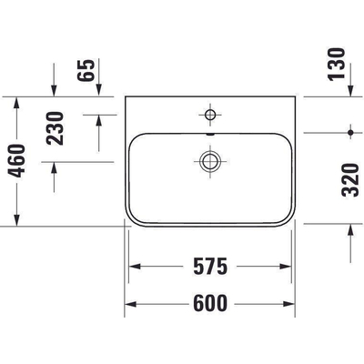 Duravit HappyD 2 Plus opbouwwastafel met kraangat met overloop 60x46cm met keramisch push-open ventiel m. WG mat antraciet