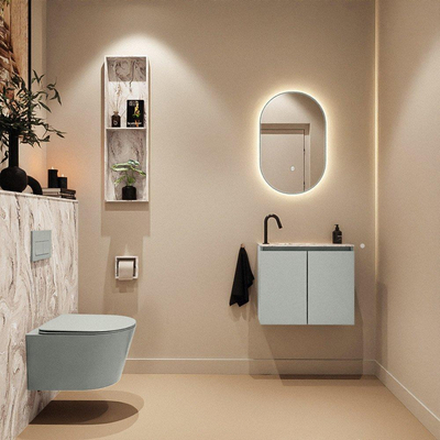 MONDIAZ TURE-DLUX 60cm toiletmeubel Greey. EDEN wastafel Glace positie links. Met 1 kraangat.
