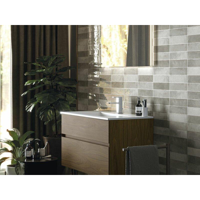 By Goof Moos wandtegel - 6.5x26cm - Grey glans (grijs)