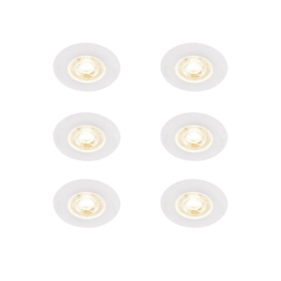 QAZQA Ulo Inbouwspot - set van 6 - 8.2x8.2cm - incl. LED - 3 staps dimbaar - IP44 - rond - mat wit