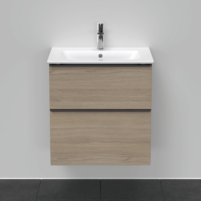 Duravit D-Neo wastafelonderkast 61x62.5x46.2cm 2 lades Eiken (terra) Mat