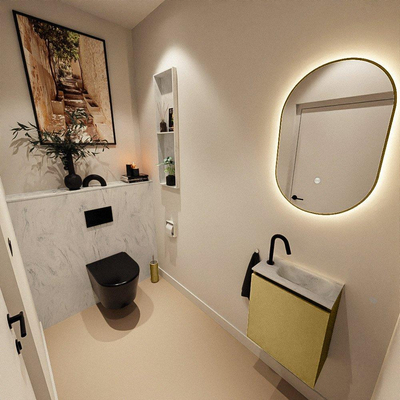 MONDIAZ TURE-DLUX 40cm toiletmeubel Oro. EDEN wastafel Opalo positie rechts. Met 1 kraangat.