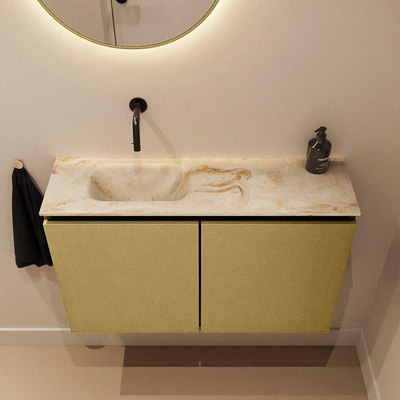 MONDIAZ TURE-DLUX 80cm toiletmeubel Oro. EDEN wastafel Frappe positie links. Zonder kraangat.