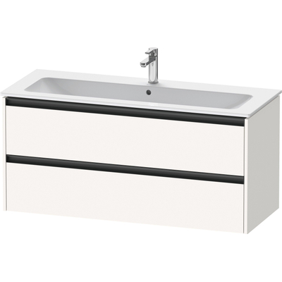 Duravit Ketho 2 wastafelonderbouwkast met 2 laden voor enkele wastafel 121x48x55cm met grepen antraciet wit supermat