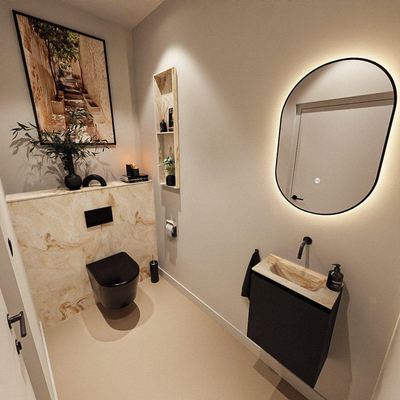 MONDIAZ TURE-DLUX 40cm toiletmeubel Urban. EDEN wastafel Frappe positie midden. Zonder kraangat.
