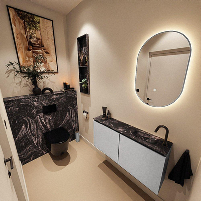 MONDIAZ TURE-DLUX 100cm toiletmeubel Plata. EDEN wastafel Lava positie rechts. Met 1 kraangat.