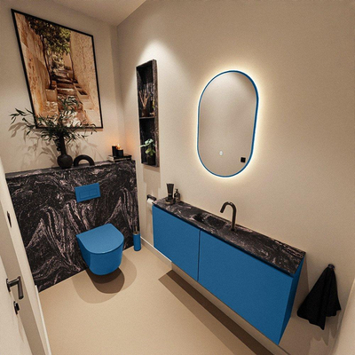MONDIAZ TURE-DLUX 120cm toiletmeubel Jeans. EDEN wastafel Lava positie midden. Met 1 kraangat.