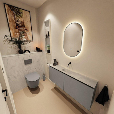 MONDIAZ TURE-DLUX Toiletmeubel - 120cm - Smoke - EDEN - wastafel Opalo - positie midden - Zonder kraangat