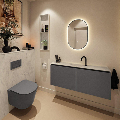 MONDIAZ TURE-DLUX 120cm toiletmeubel Dark Grey. EDEN wastafel Opalo positie midden. Met 1 kraangat.