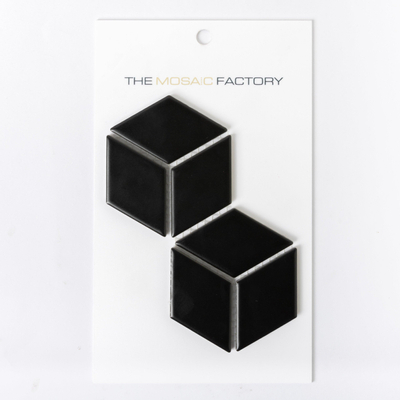 SAMPLE The Mosaic Factory Paris mozaïektegel 48x81x6mm wandtegel voor binnen en buiten bucket porselein Mat Zwart