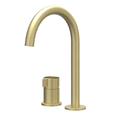 IVY Tribe Wastafelmengkraan - 2-gats - bladmontage - uitloop - coldstart - RVS316 - geborsteld mat goud PVD