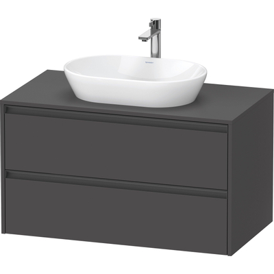 Duravit Ketho 2 wastafelonderbouwkast incl. consoleplaat met 2 laden 100x55x56.8cm met handgrepen antraciet grafiet mat