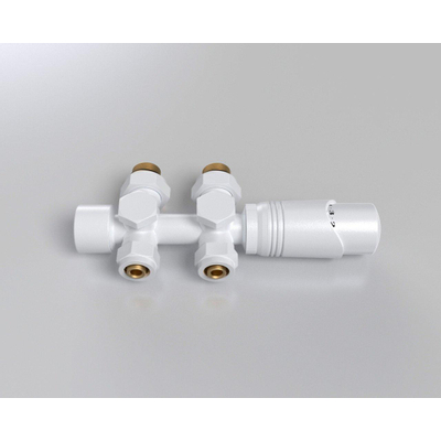 Rosani Classic universele radiator aansluitset recht en haaks mat wit OUTLETSTORE