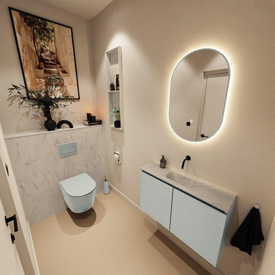 MONDIAZ TURE-DLUX 80cm toiletmeubel Greey. EDEN wastafel Opalo positie midden. Zonder kraangat.