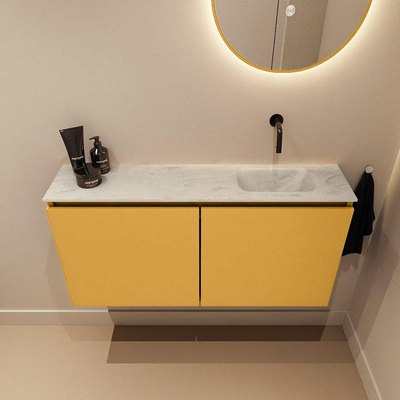 MONDIAZ TURE-DLUX 100cm toiletmeubel Ocher. EDEN wastafel Opalo positie rechts. Zonder kraangat.