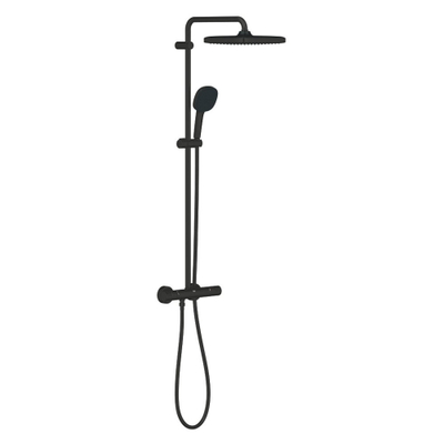 GROHE Vitalio Comfort 250 Quickfix Regendoucheset - 25cm - hoofddouche - vierkante handdouche - 2 straalsoorten - met douchethermostaat - mat zwart