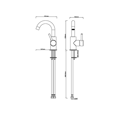 Wiesbaden Caral wastafelkraan met draaibare uitloop gunmetal