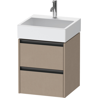 Duravit Ketho 2 wastafelonderbouwkast - 2 laden - 48.4x46x54.9cm - grepen antraciet - Linnen mat
