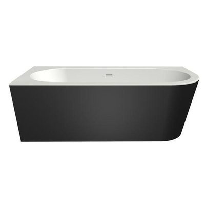 Xenz Charley XS Hoekbad - hoekopstelling links - 165x75cm - overloop - waste inox - bicolor Edelweiss/ebony