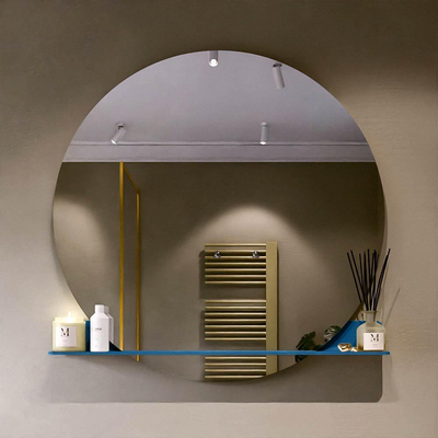 Mondiaz SPOT Badkamerspiegel - rond 120cm - spiegelplanchet - kleur Jeans