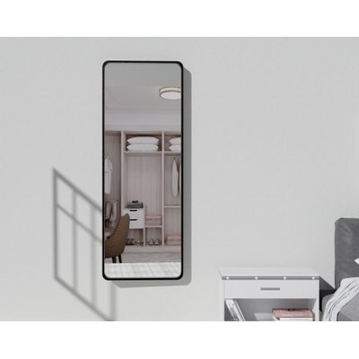 Saniclass Retro Line 2.0 Rectangle Spiegel - 140x50cm - rechthoek - afgerond - frame - mat zwart OUTLETSTORE