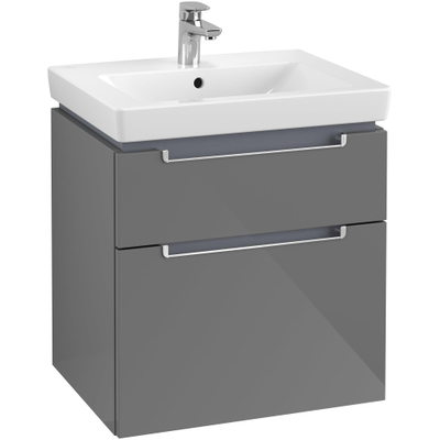 Villeroy & Boch Subway 2.0 wastafelonderkast 58.7x59cm 2 lades Glossy grey