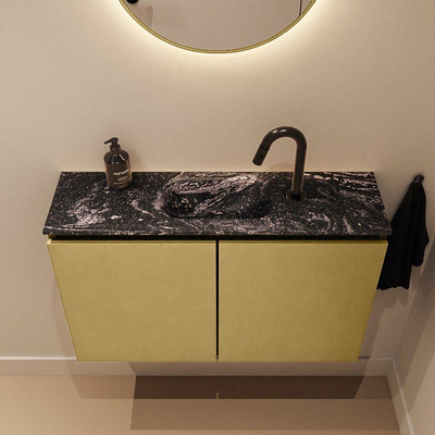 MONDIAZ TURE-DLUX 80cm toiletmeubel Oro. EDEN wastafel Lava positie midden. Met 1 kraangat.