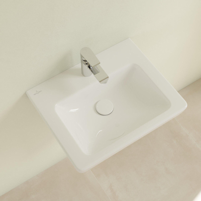 Villeroy en Boch Subway 2.0 fontein 50x40cm 1 kraangat met overloop wit