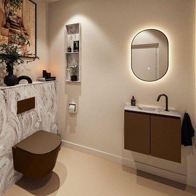 MONDIAZ TURE-DLUX 60cm toiletmeubel Rust. EDEN wastafel Glace positie midden. Met 1 kraangat.