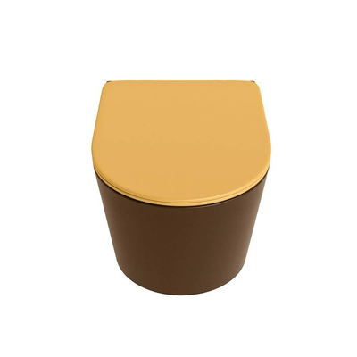 MONDIAZ LAVIE wandclosetpack - 36x53cm - diepspoel - rimless - Rust (bruin) - softclose - quick-release - toiletzitting - Ocher (geel)