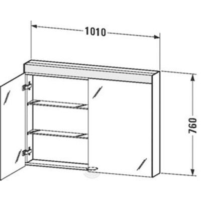 Duravit Best spiegelkast met LED verlichting en wastafelverlichting m. 2 deuren 101x76x14.8cm m. schakelaar-stopcontact module