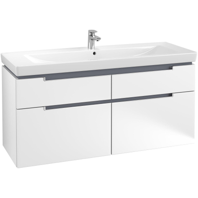 Villeroy & Boch Subway 2.0 wastafelonderkast 128.7x59cm 4 lades Wit mat