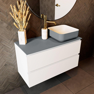 Mondiaz TOP 23 Topblad - 90x23.5x0.9cm - geschikt voor afdekplaat - Solid surface - Plata