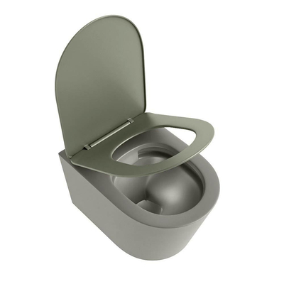 MONDIAZ LAVIE wandclosetpack - 36x53cm - diepspoel - rimless - Smoke (grijs) - softclose - quick-release - toiletzitting - Army (groen)