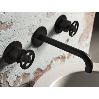 Hotbath Cobber @work afbouwdeel voor wastafelmengkraan met 18cm uitloop mat zwart SHOWROOMMODEL