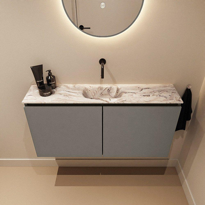MONDIAZ TURE-DLUX 100cm toiletmeubel Smoke. EDEN wastafel Glace positie midden. Zonder kraangat.