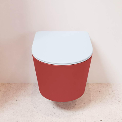 MONDIAZ LAVIE wandclosetpack - 36x53cm - diepspoel - rimless - Fire (rood) - softclose - quick-release - toiletzitting - clay (blauw)