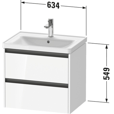 Duravit Ketho 2 wastafelonderbouwkast met 2 laden 63.4x45.5x54.9cm met grepen antraciet basalt mat