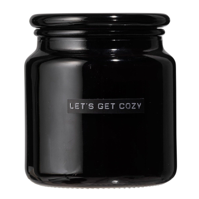 Wellmark Geurkaars zwart glas Fresh Linnen tekst LET'S GET COZY