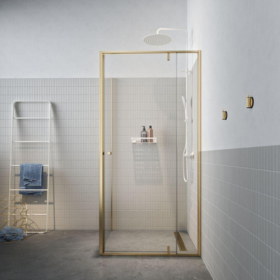 Sealskin Contour Draaideur met zijwand 100x100x200cm 6mm helder veiligheidsglas met antikalklaag Goud geborsteld