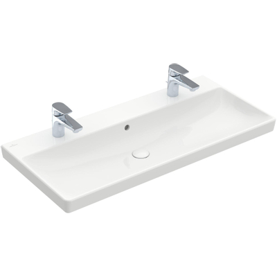 Villeroy en boch Avento meubelwastafel 100x47cm 2 kraangaten met overloop wit