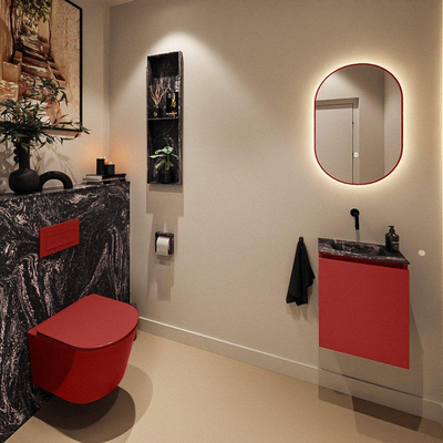 MONDIAZ TURE-DLUX 40cm toiletmeubel Fire. EDEN wastafel Lava positie midden. Zonder kraangat.
