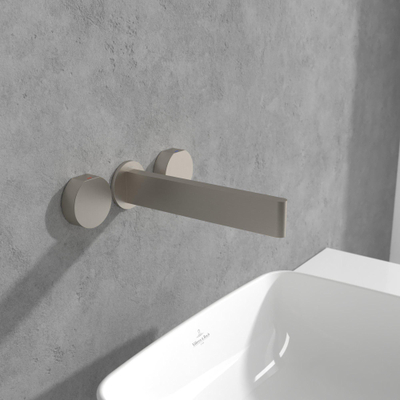 Villeroy & Boch Dawn Driegats wastafelkraan - Matt Brushed Nickel (RVS)