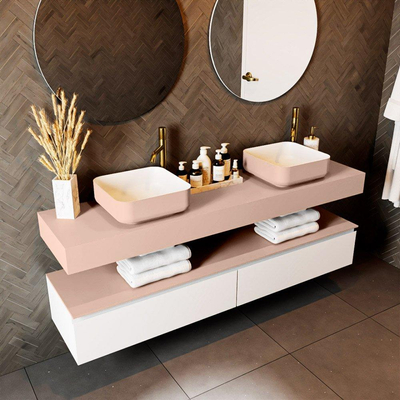 Mondiaz TOP 30 Vrijhangend Topblad - 170x30x12cm - geschikt voor waskom - Solid surface - Rosee