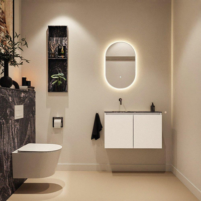 MONDIAZ TURE-DLUX 80cm toiletmeubel Talc. EDEN wastafel Lava positie links. Zonder kraangat.
