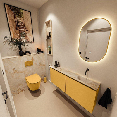 MONDIAZ TURE-DLUX 120cm toiletmeubel Ocher. EDEN wastafel Frappe positie rechts. Zonder kraangat.
