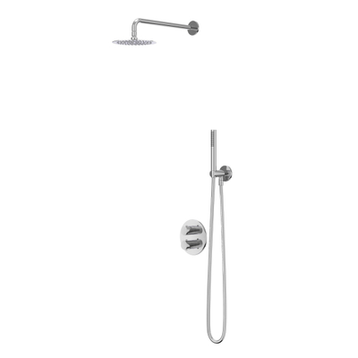 IVY Bond Regendoucheset - inbouw - 2-weg stop-omstel - 40cm wandarm - 25cm slim hoofddouche rond - glijstang met uitlaat - 150cm doucheslang - staafmodel handdouche - Chroom