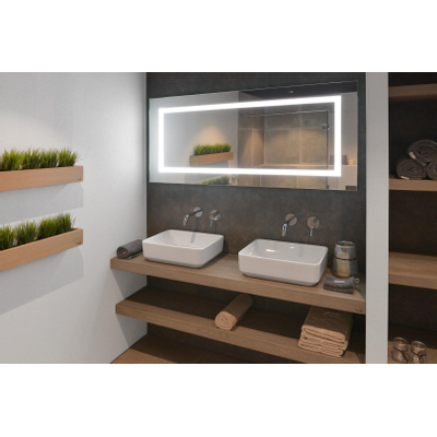 Looox Wood collection Solo wastafelblad - 120x46cm - Met ophanging RVS geborsteld - Massief eiken Old grey